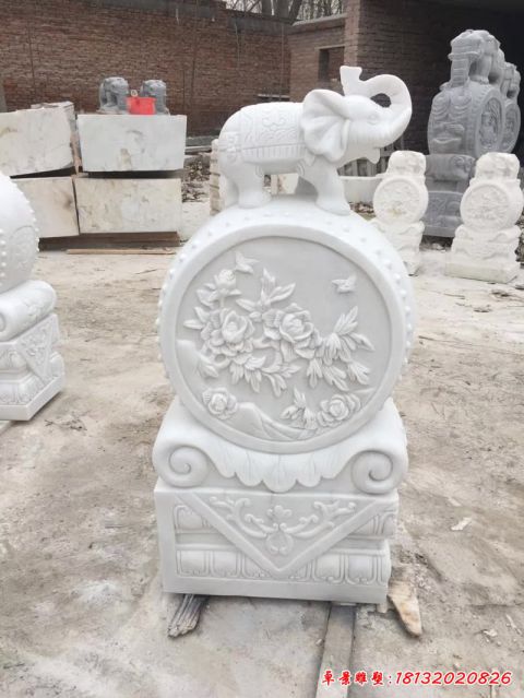 大理石小象抱鼓石