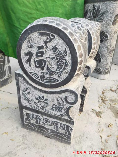 福字鲤鱼抱鼓石