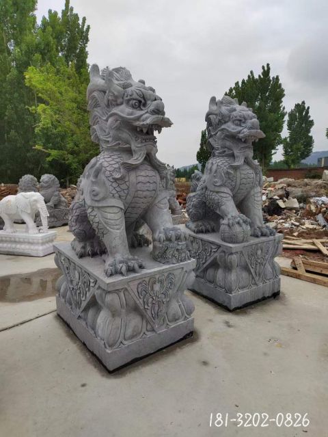 大理石麒麟门墩