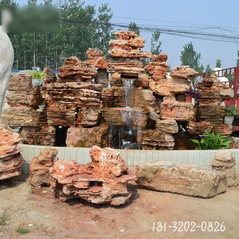 景区晚霞红假山