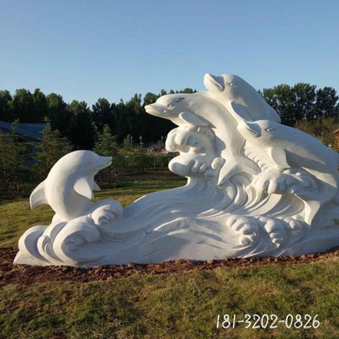 汉白玉动物海豚雕塑