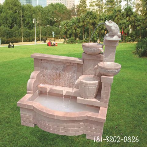 校园流水石雕喷泉