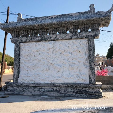 仿古影壁石浮雕