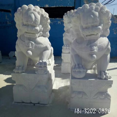 汉白玉动物狮子门墩