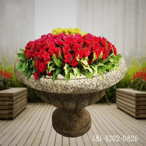 花岗岩庭院花盆雕塑