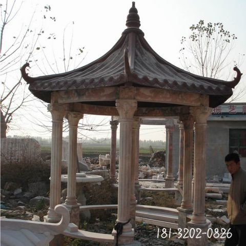 四角古建筑凉亭石雕