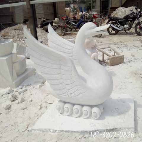 园林汉白玉天鹅石雕