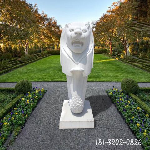 汉白玉景观鱼尾狮雕塑