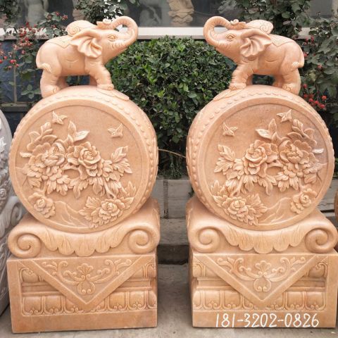 小象门墩景观石雕