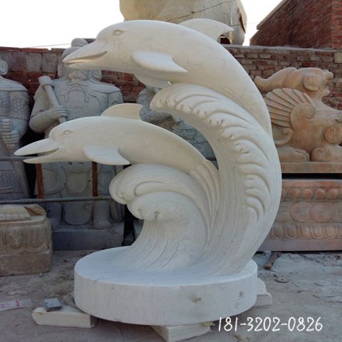 海豚动物雕塑石雕