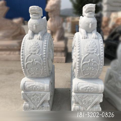 汉白玉抱石鼓门墩雕塑