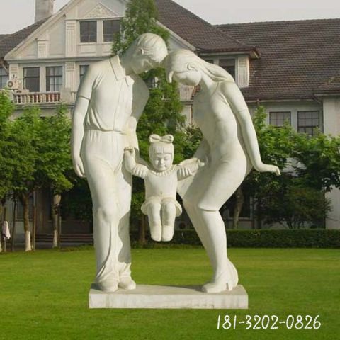 小区一家三口人物石雕