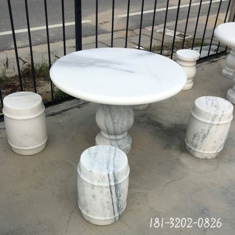 汉白玉庭院圆桌石雕