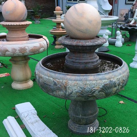 双层小型风水球石雕
