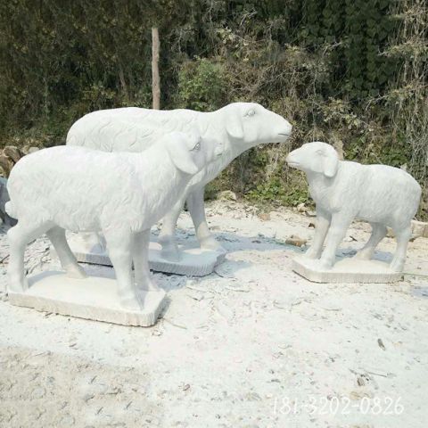 大理石公园动物羊雕塑