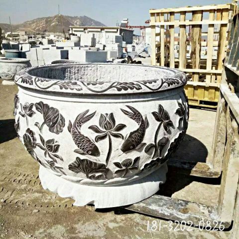 荷花景观鱼缸雕塑