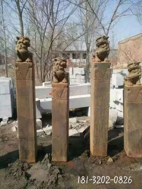 仿古拴马桩景观石雕