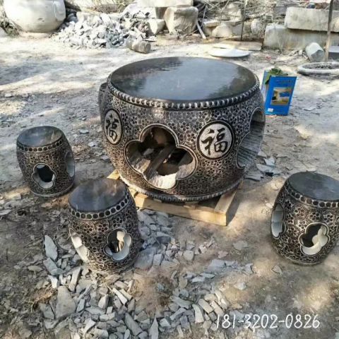 仿古庭院石桌凳雕塑