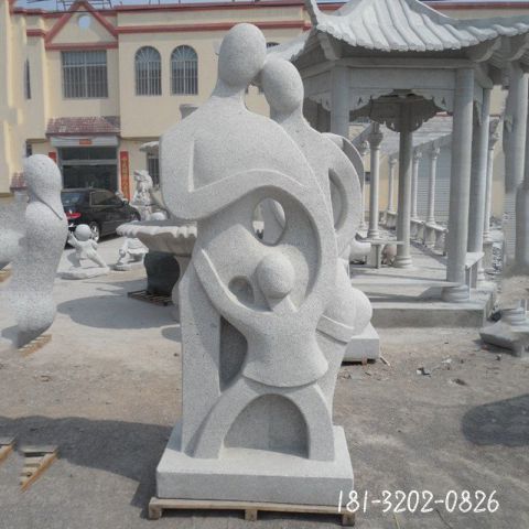 一家三口石雕人物雕塑