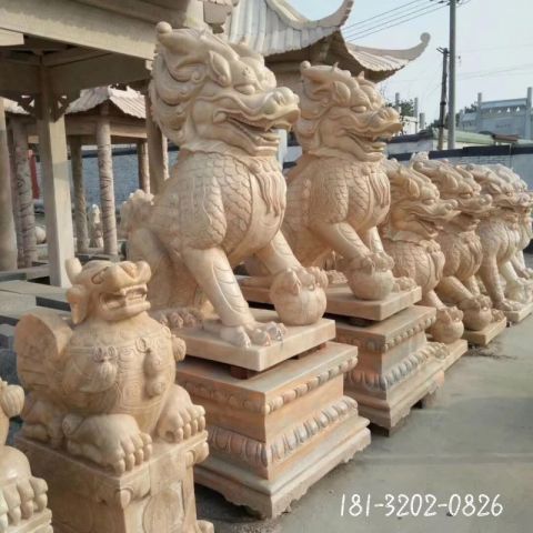 晚霞红动物麒麟雕塑