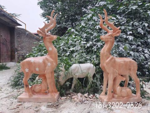  园林动物梅花鹿石雕