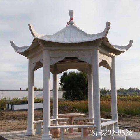 广场建筑六角凉亭石雕