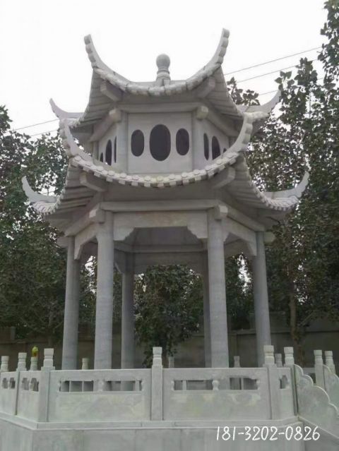 建筑双层凉亭石雕