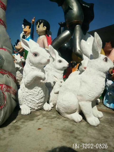 石雕动物兔子雕塑