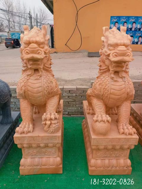 仿古石雕麒麟动物雕塑