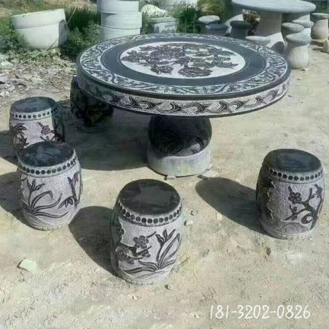 别墅仿古石桌凳雕塑