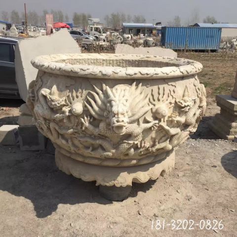石雕庭院仿古水缸雕塑
