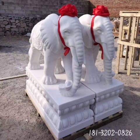 汉白玉招财动物大象雕塑