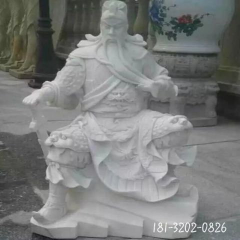 汉白玉古代关公雕塑