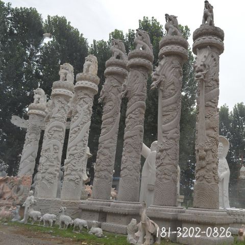 大理石龙柱景观雕塑