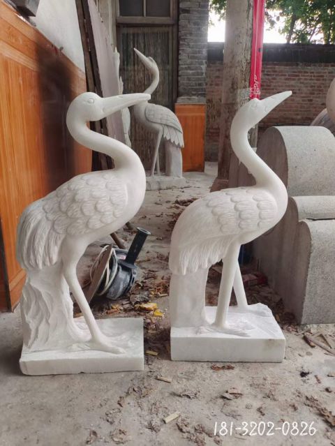 大理石园林仙鹤动物雕塑