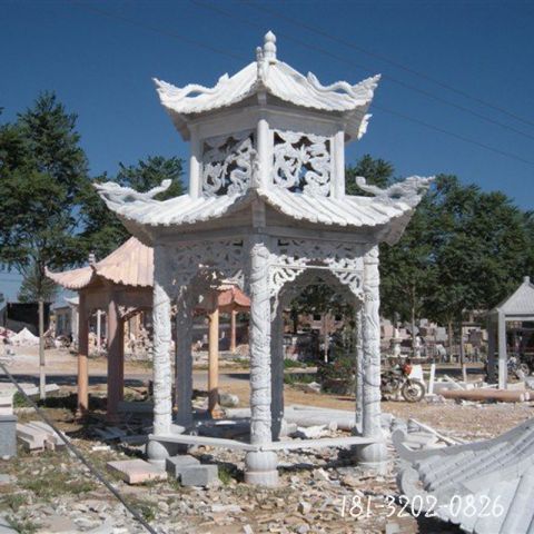 古代双层凉亭石雕