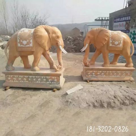 祥瑞动物大象石雕