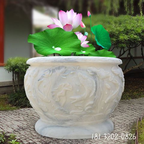 荷花鱼缸景观石雕