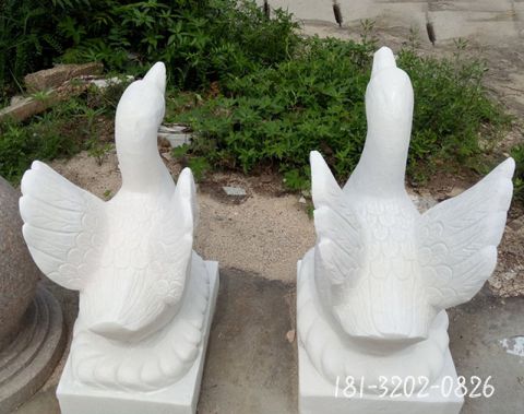 庭院汉白玉动物天鹅雕塑