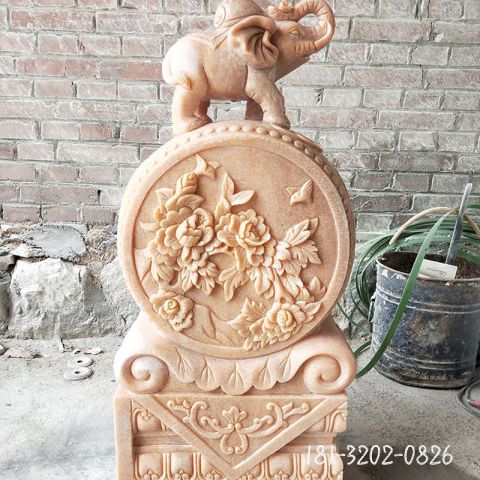 石浮雕门墩雕塑 