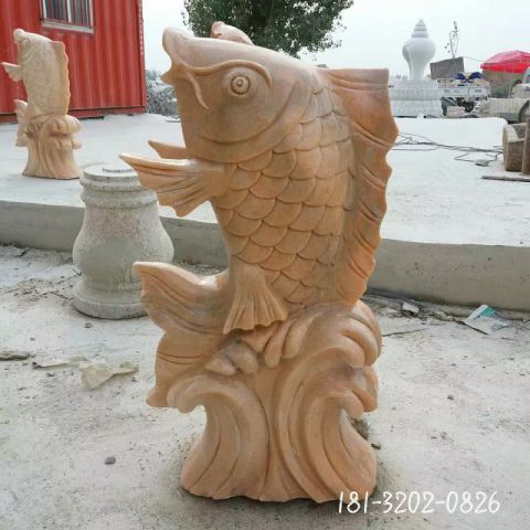 公园动物鲤鱼石雕