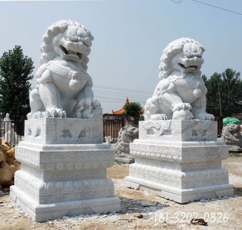 公园仿古石狮子门墩雕塑
