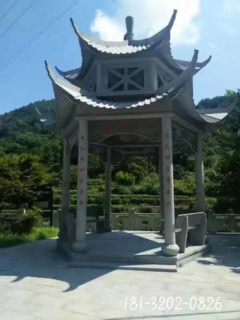 仿古建筑石雕凉亭雕塑