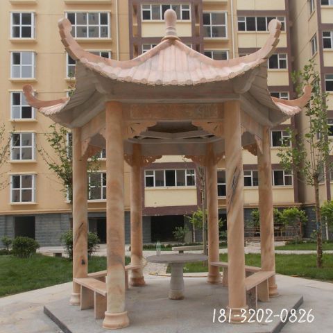 建筑景观六角石凉亭雕塑
