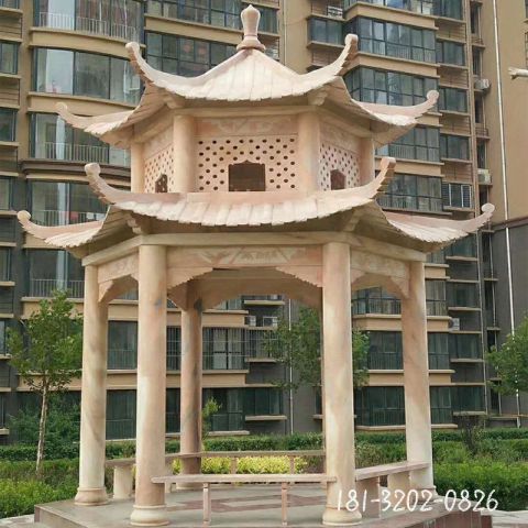 别墅镂空双层凉亭雕塑