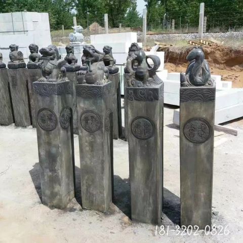 别墅仿古拴马桩雕塑