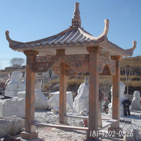 建筑仿古四角凉亭雕塑