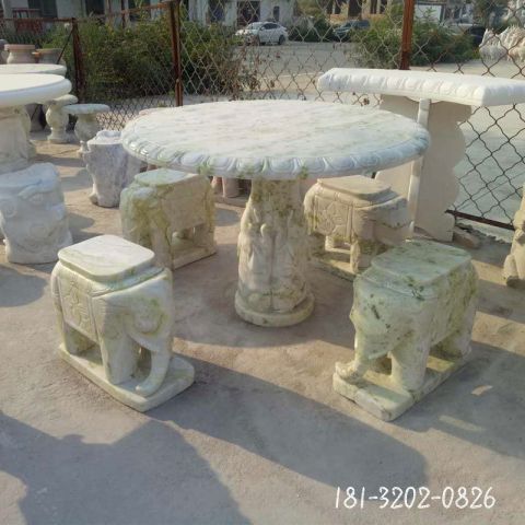 小区小象桌椅石雕