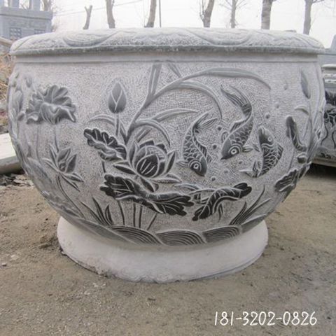 青石庭院花盆石雕