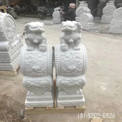 户外大象抱鼓石雕塑